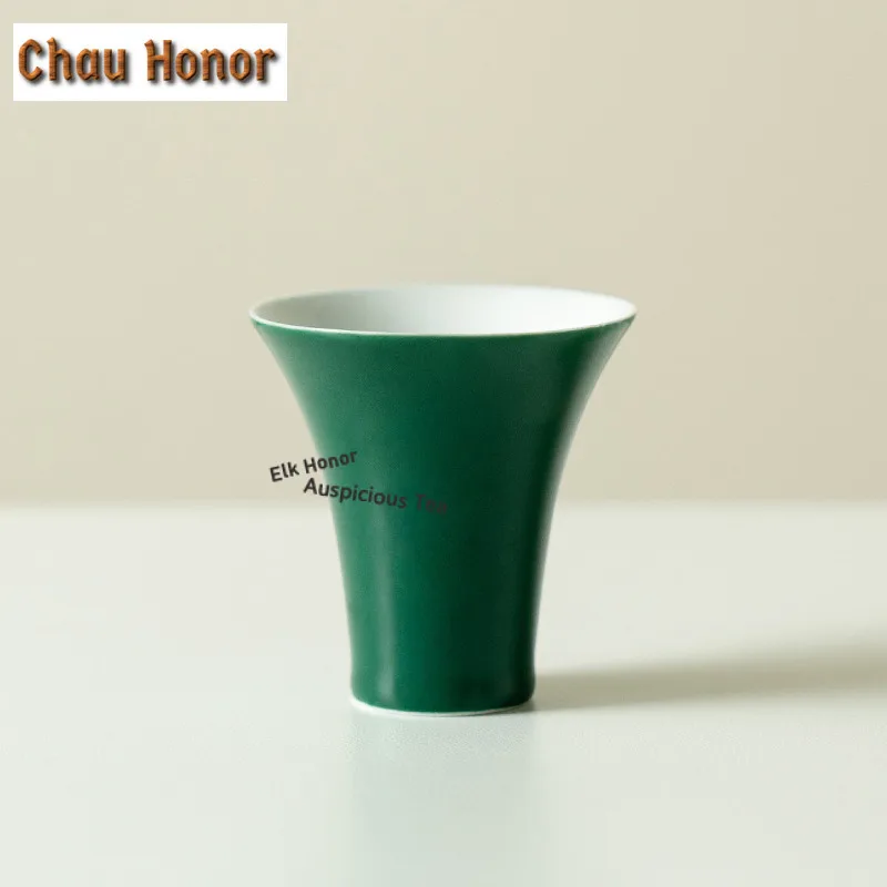 2pc/lot Emerald Green Ceramic Teacup Aesthetic Tea Bowl Cup For Tea Tea-tasting Smelling Cup Jianzhan Master Cups Teawre 35ml