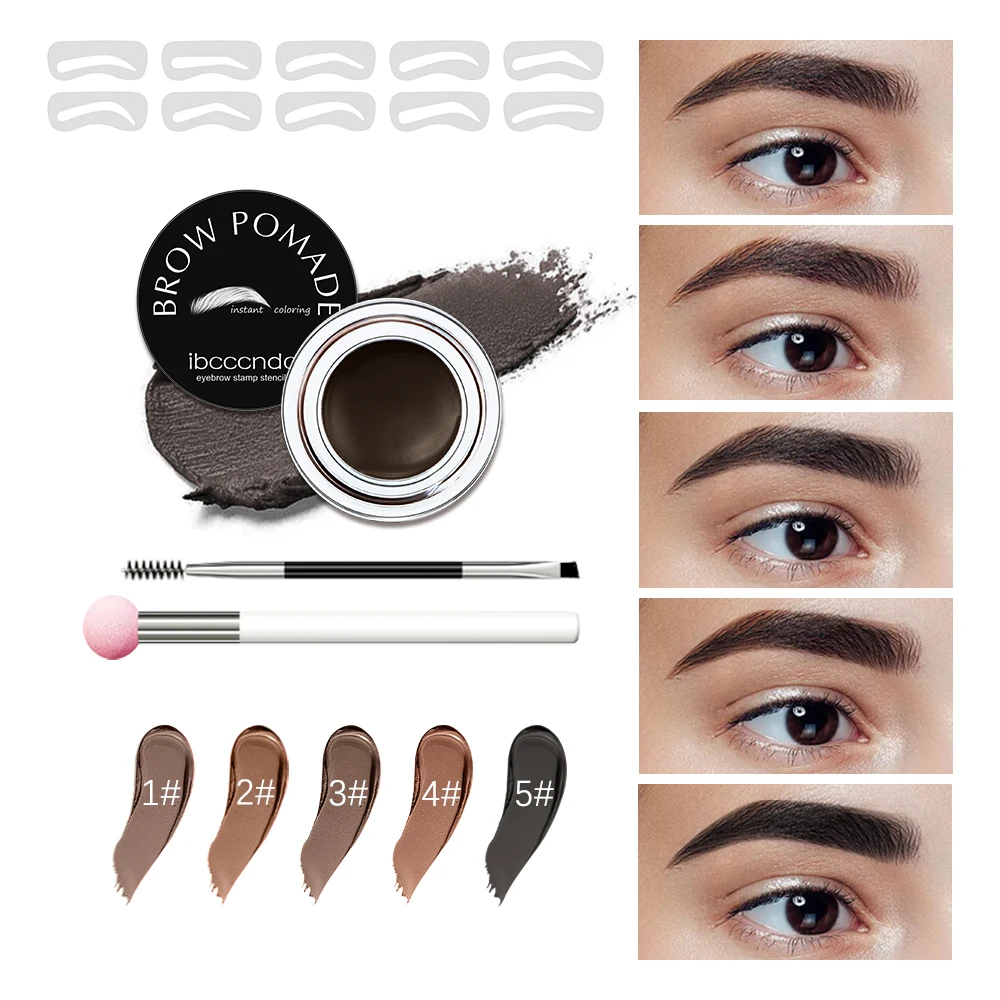 Eyebrow Stamp and Eyebrow Stencil Kit 5 Colors Eyebrow Gel Brow