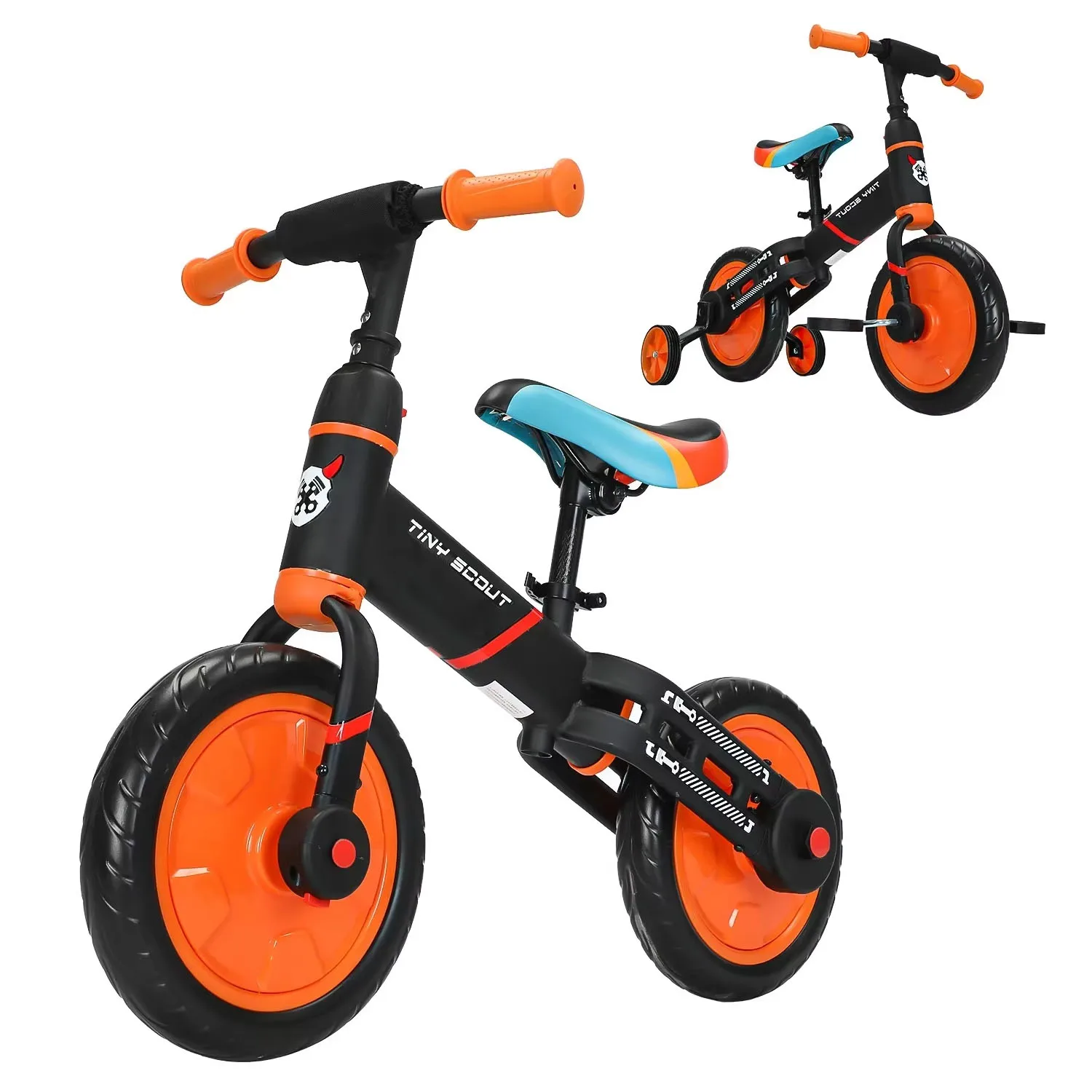 UBRAVOO Tiny Scout Balance Bike 3 4 5 Years, 4-in-1 with Optional Support Wheels and Pedals, Saddle Height Adjustable,JL102