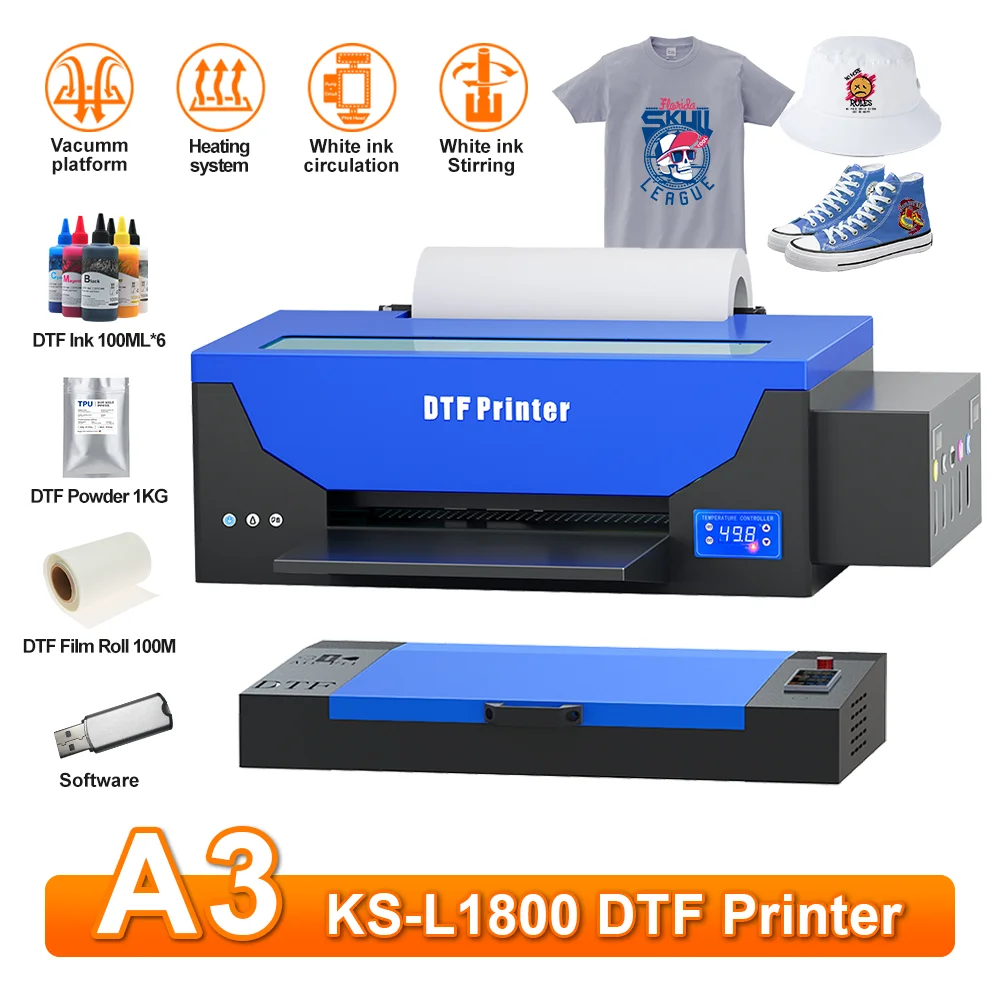 

L1800 DTF Printer A3 DTF Transfer Printer Direct Transfer Film T-shirt Printing Machine A3 with Roll Feeder R1390 A3 DTF Printer