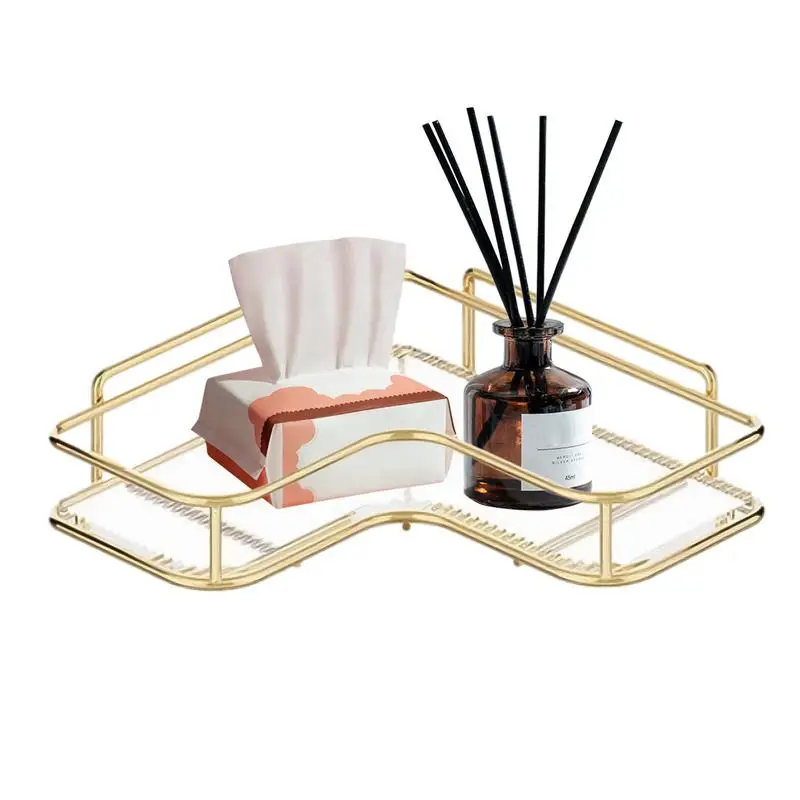 

Corner Shelf Wall Mounted Bathroom Shelf Wall Mount Triangle Acrylic Adhesive Quick Drain Toiletries Storage Rack Organizers