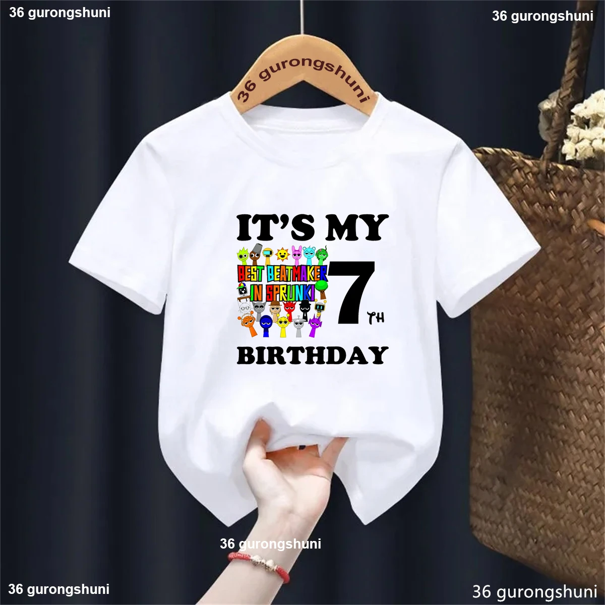 Funny 'It'S My 4rd Birthday' Boys T-Shirt Kids Fashion Cartoon New Game Sprunki Tshirt Birthday Gift Party Costume Top For Boys 5