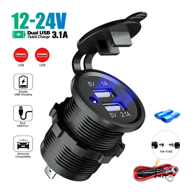 Dual Hole Car Cigarette Lighter Socket, 12v Car Power Socket, Cigarette  Lighter Outlet Splitter Waterproof Car Cigarette