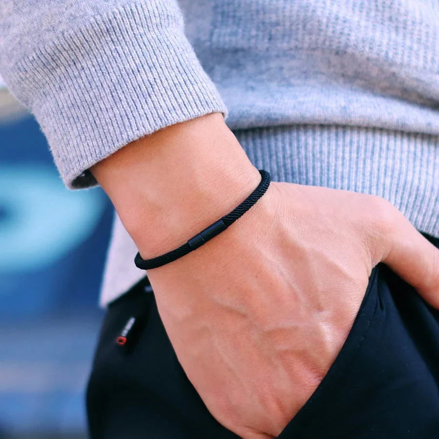 الحد الأدنى الموضوع سوار للرجال النساء الأسود مشبك...