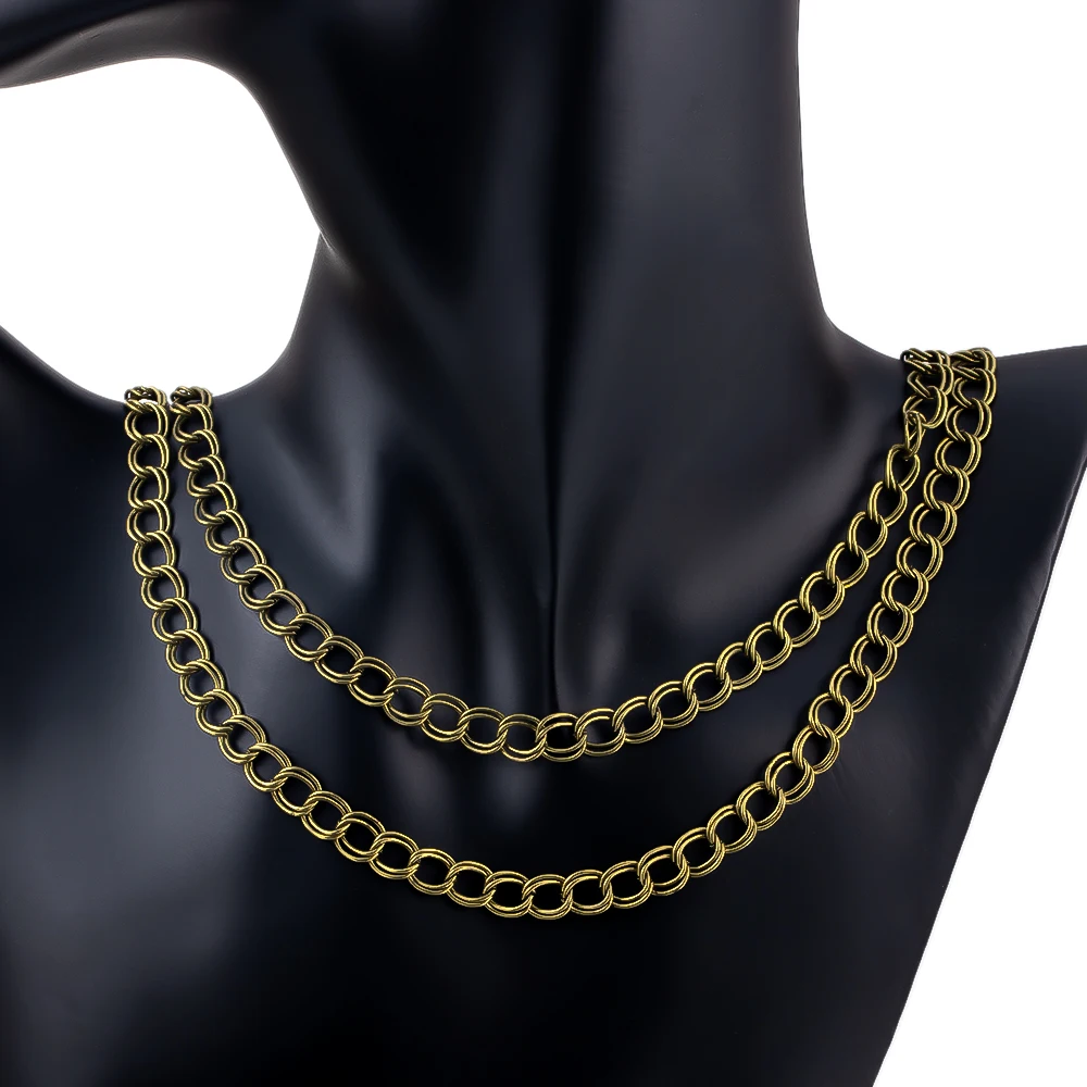 2M 1M 0,5M Antik Bronze Breite 6mm Eisen Doppel Erweiterte Kette Halskette Ketten Diy Schmuck Machen liefert Halskette Zubehör – Detail 4