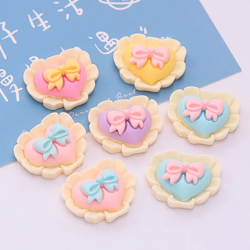 

10pcs Resin Cute Colorful Bowtie Flatback Cabochon Big Heart 30mm Resins DIY Scrapbook Decor Home Craft Accessories