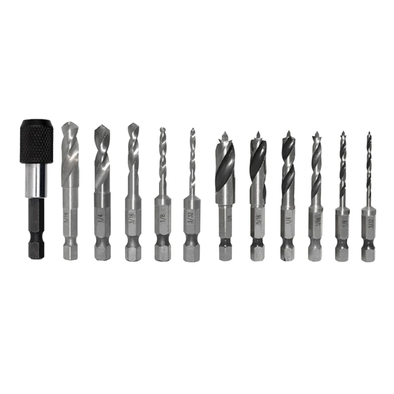 

12Pcs Drill Bits Set HSS Metric Taps Hex Drill Bits Set Hexagonal Shank Twist Drill Set For Drilling Tapping Cutting Soft Metal