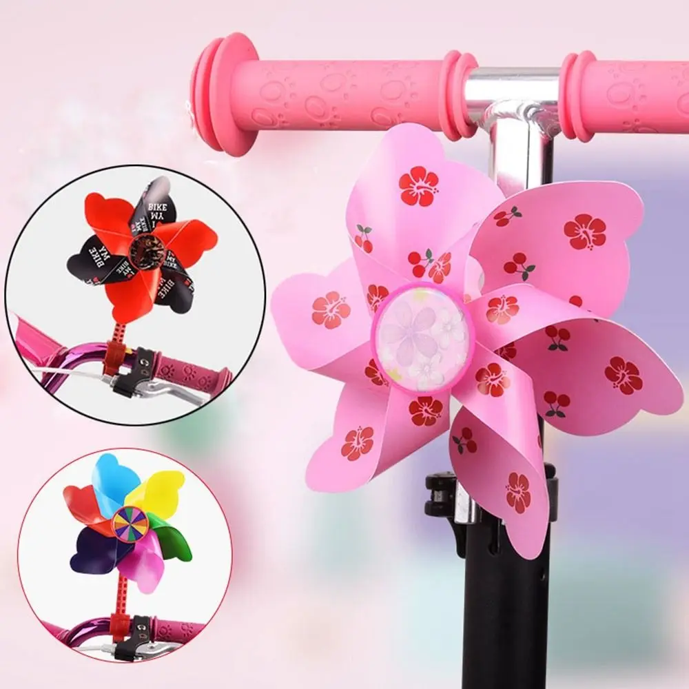 Long Pole/ Short Pole Children Bicycle Windmill 10 Styles Plastic Cartoon Colorful Pinwheel Scooter Decorative Outdoor Kids Toys bicycle windmill