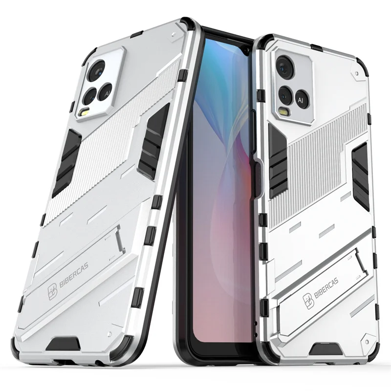 Enhanced Shockproof Phone Bumper Holder Kickstand Cover Case with PC Back