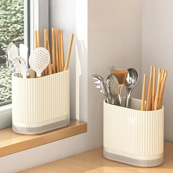 Porta bacchette da cucina per uso domestico, scatola portaoggetti per cucchiaio, scolapiatti, montaggio a parete, stoviglie da appoggio non perforate, gabbia per bacchette 1