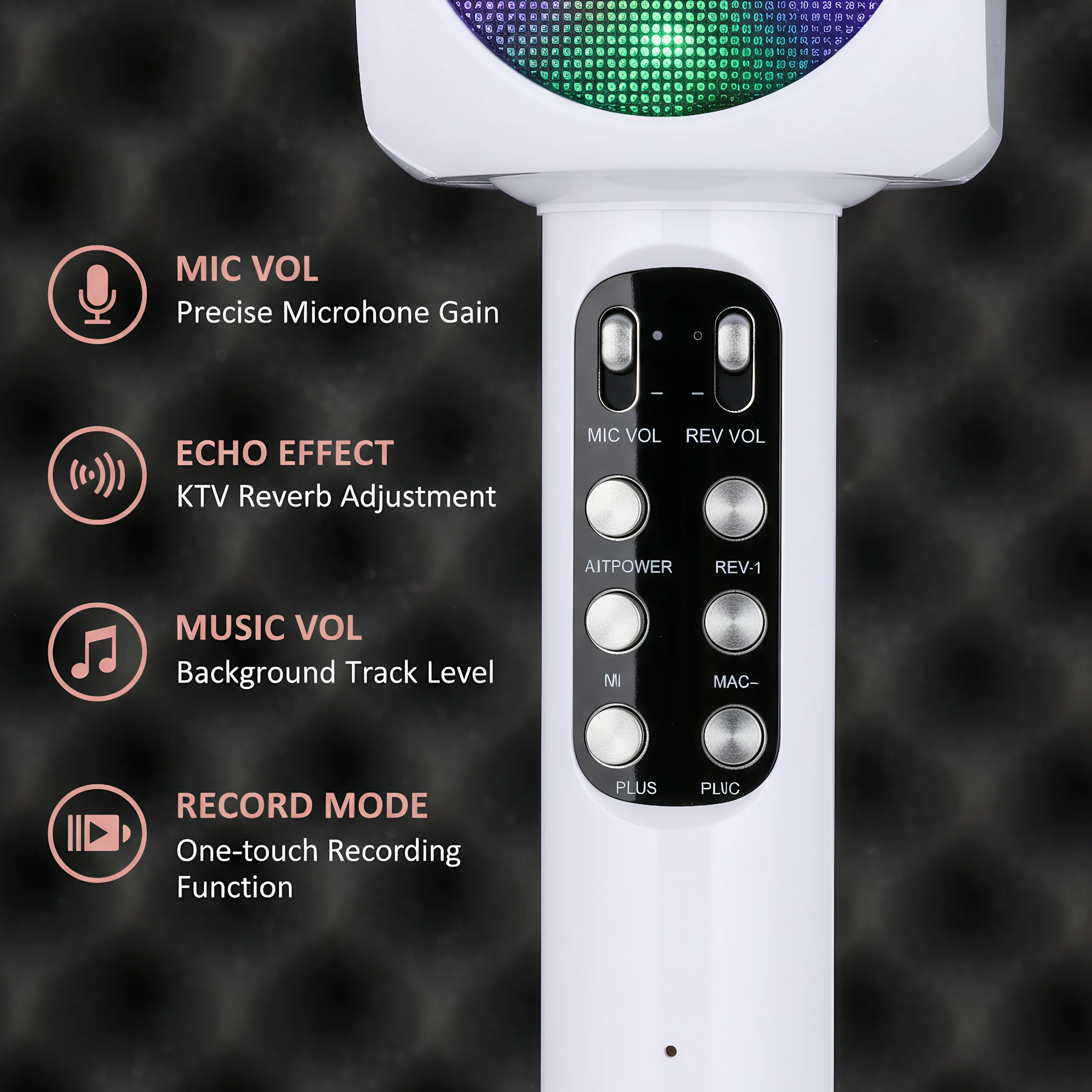 Karaoke Microphone Speaker Wireless Bluetooth With Led Lights_voghion.com