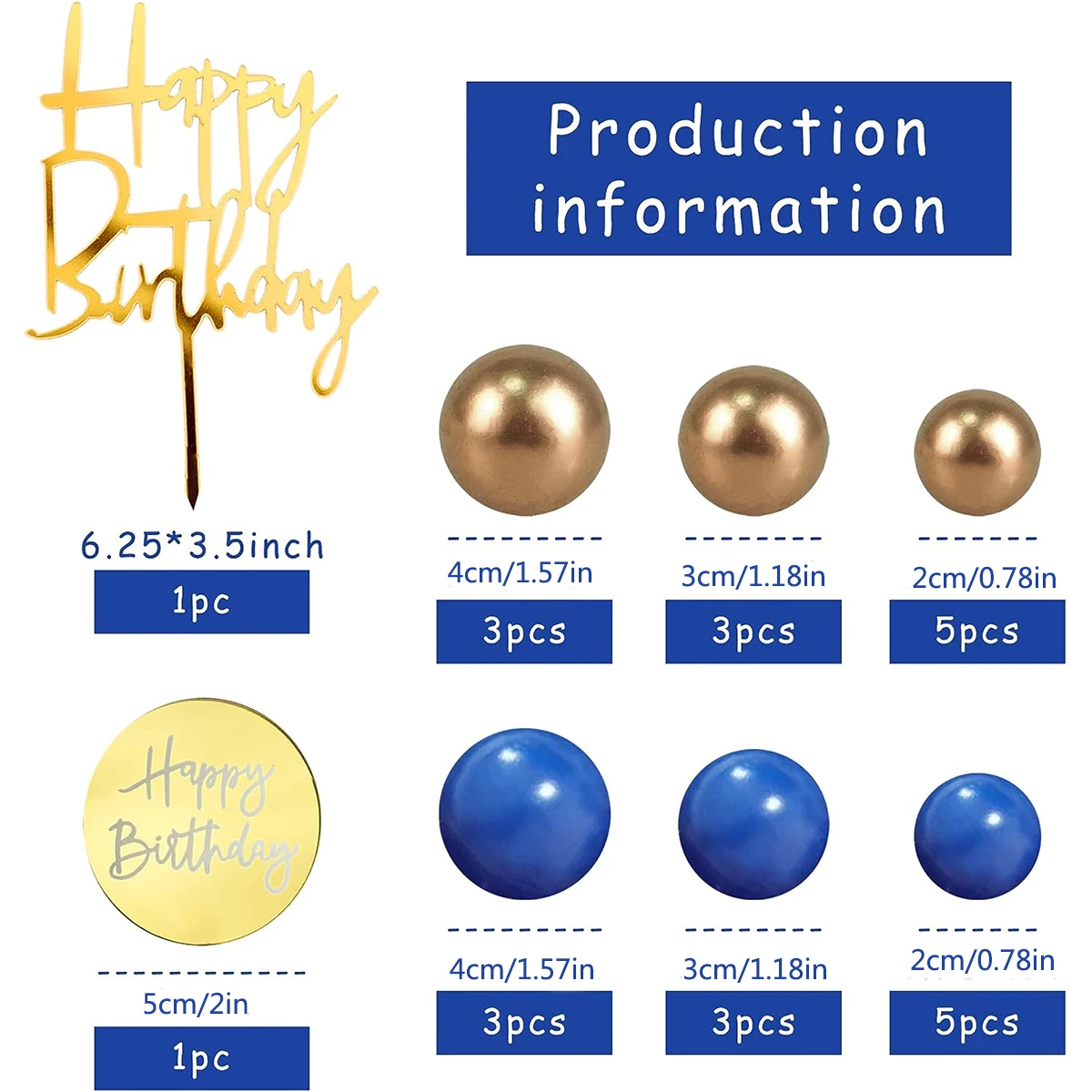 Blue & Gold Birthday Party Decorations Kit - 60 Pc Set With Balloons, Banner, Confetti, Tablecloth & More (All Gender) - View #12