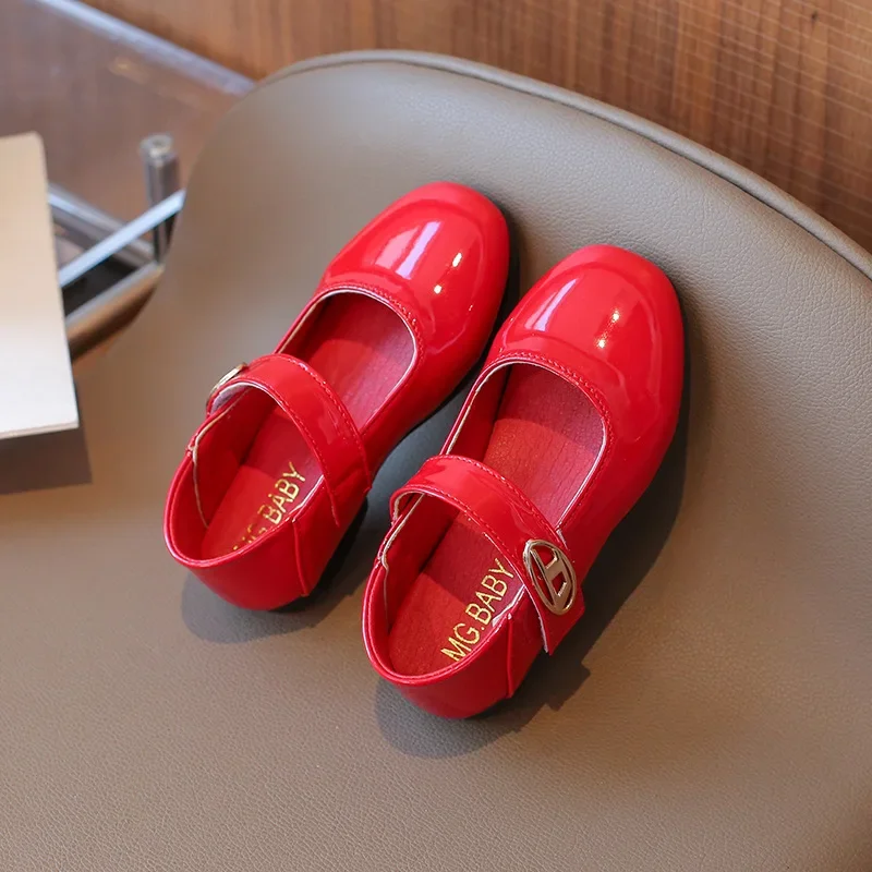 Girls' Red Leather Shoes New Children's Performance Single Baby Princess Children's Black Comfortable Lightweight Single Shoes - 3