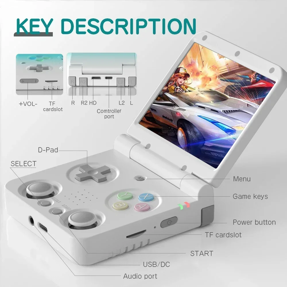 MIYOO FLIP V2 Handheld Game Console 3.5'' IPS Screen Linux OS Onion OS Retro Video Game Consoles Free Storage Bag Player Gifts view 4