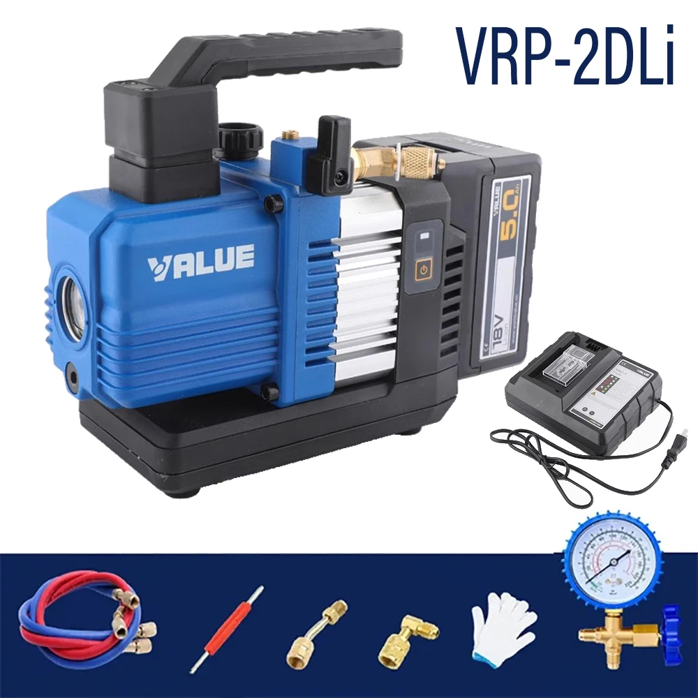 

VALUE VRP-2DLi Refrigerant Vacuum Pump Cordless Air Conditioning Pump 7/16" Air inlet Refrigeration 18V Battery of Car Household