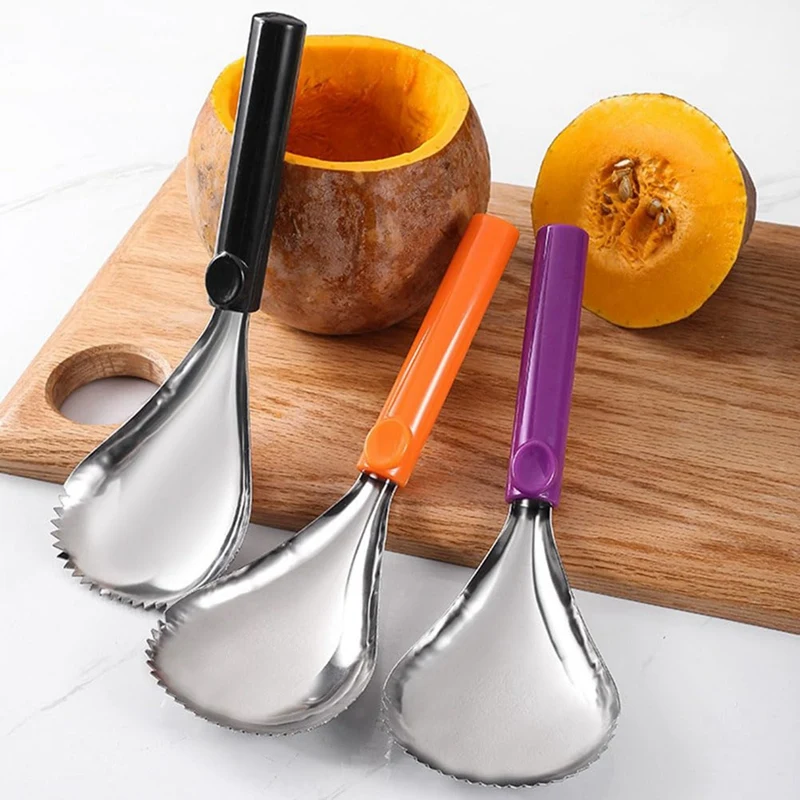 

3Pcs Manual Pumpkin Corer Scoop Pumpkin Pulp Separator Stainless Steel Pumpkin Scooper (Orange, Purple, Black) Easy Install