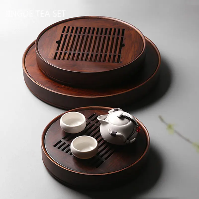 Large Capacity Water Storage Bamboo Tray Delicate Round Tea Board