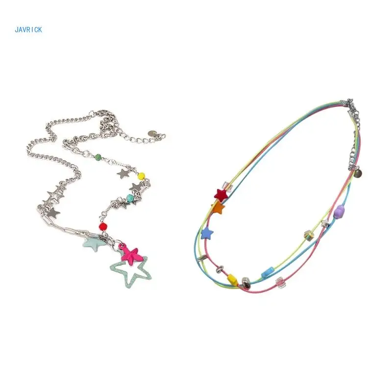 

Five-pointed Star Multilayer Color Necklace Student Simple Temperament Necklace