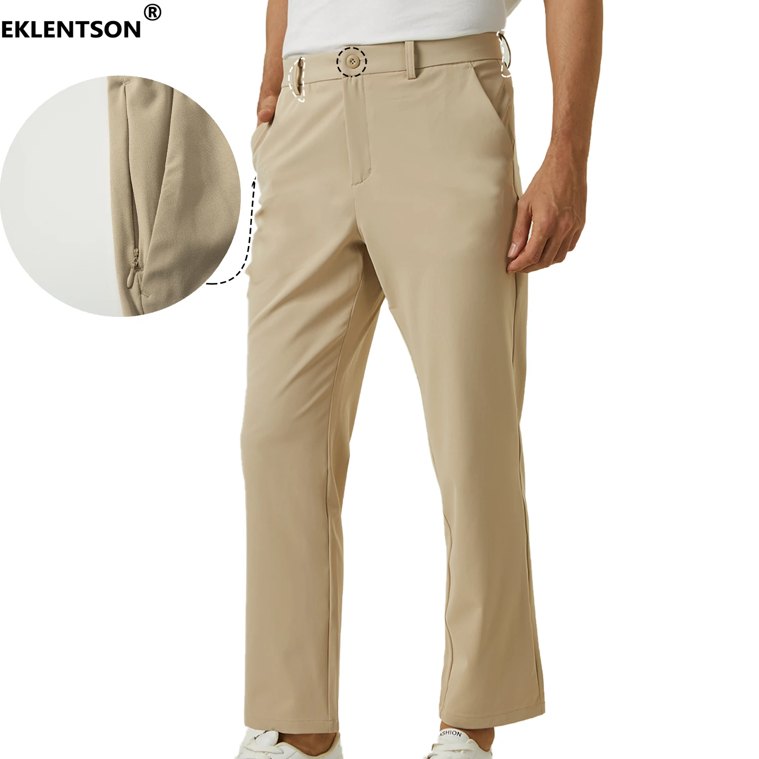 EKLENTSON Men's Golf Pants-Stretch Quick Dry Casual Slacks Trousers Lightweight Dress Pants Comfy with 5 Pockets