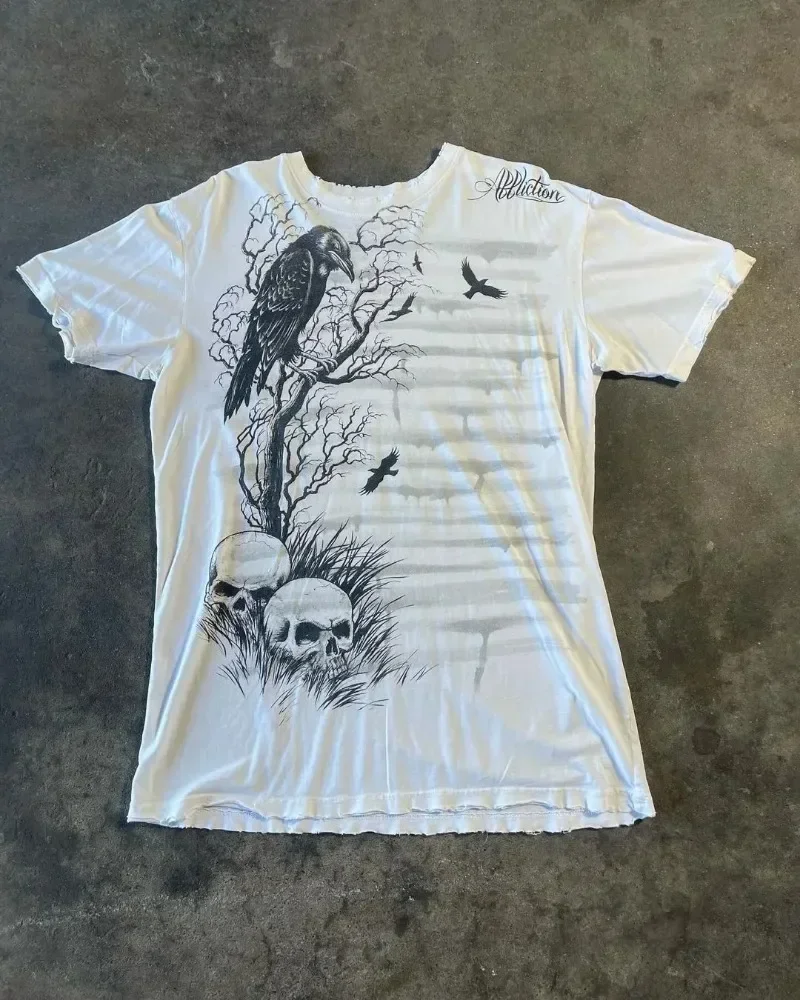 gothic summer new tapout tshirt women cotton printed short-sleeved y2k punk round neck retro casual niche t-shirt women clothing 3