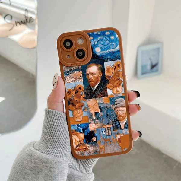 Vintage Van Gogh Handyhülle für iPhone 13 12 11 14 Pro Max Puzzle Illustration Handyhülle für iPhone 8 7 Plus SE2 X XS XR – Detail 8