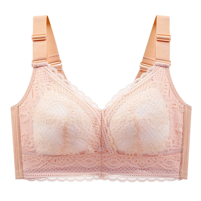 Women's Underwear Big Chest Small Summer Thin Lace Breast Holding Full Cup Push up Adjustable Underwired Bra