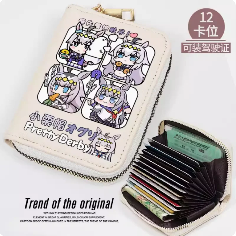 Anime Umamusume Pretty Derby Oguri Cap Zipper Wallet Women Fold Bag Multi Card Coin Pocket Holder Fashion Wallet Gift