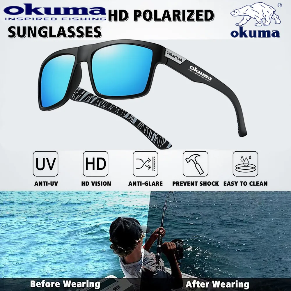 1 Stück Okuma UV400 polarisierte Sonnenbrille, geeignet zum Angeln, Radfahren, Jagen und Autofahren, Retro-Sonnenbrille für Männer und Frauen – Detail 4