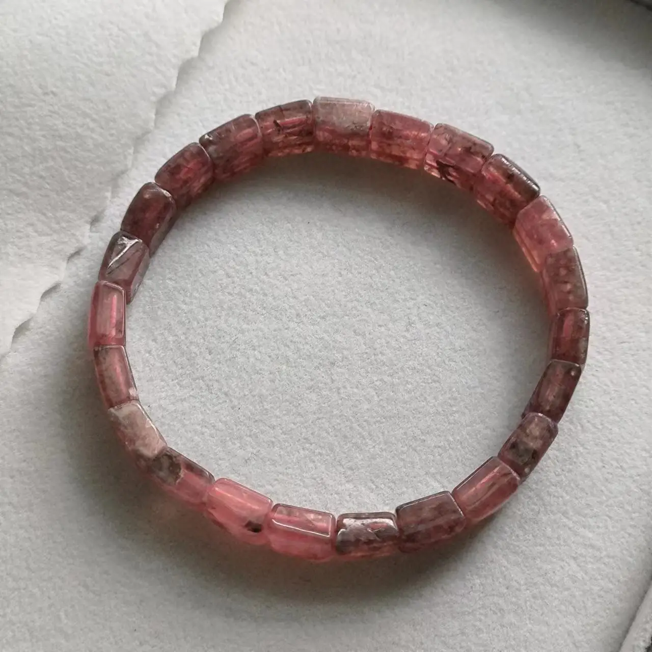 1pcs/lot Natural Rhodolite Bracelet square beads pink water female retro accessories gem jewelry amulet folk-custom high quality