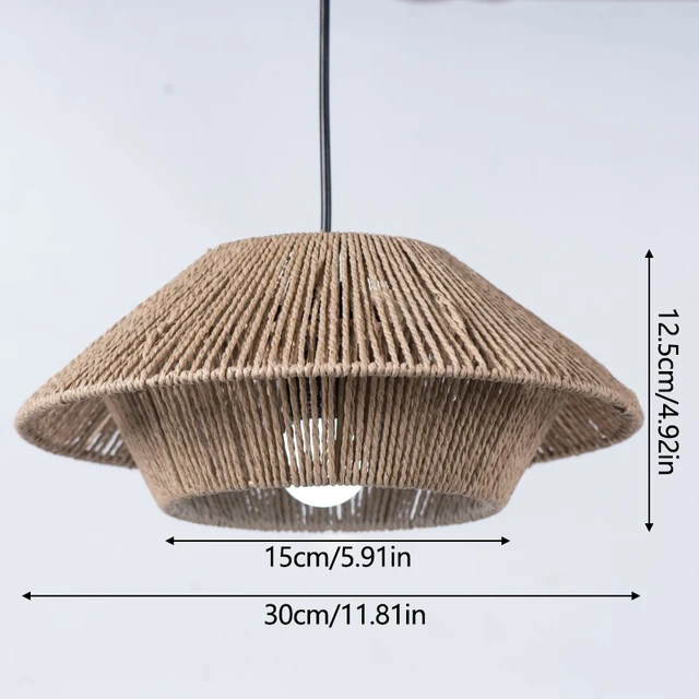 Abat-Jour Style Bohème Pour Lampe Suspendue Style Vintage Abat-Jour Pour Plafond Lustre Abat-Jour En Rotin Pour Chevet Chambre Salon Lanterne Kaki