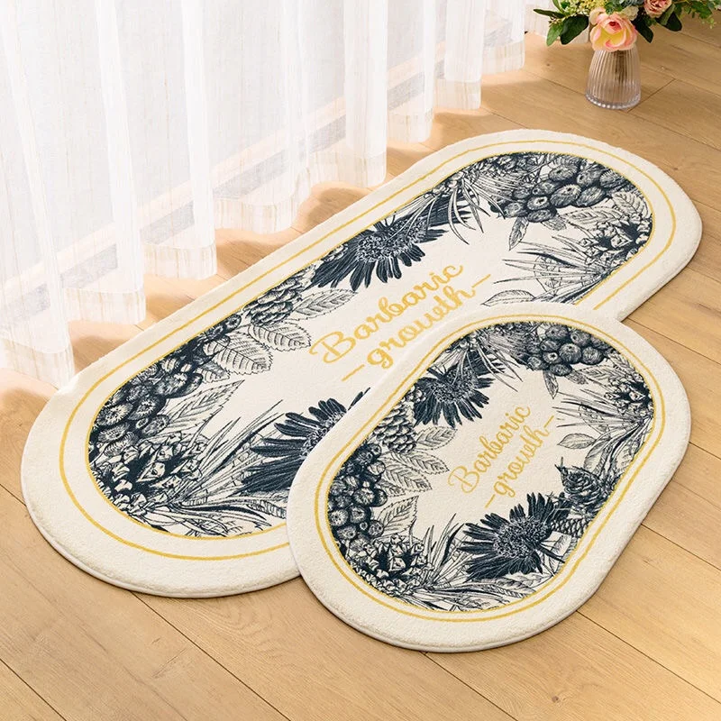 Fluffy Soft Bedroom Carpet Nordic Flowers Kids Room Bedside Rug Bathroom Non-Slip Floor Mat Living Room Decoration Long Mats