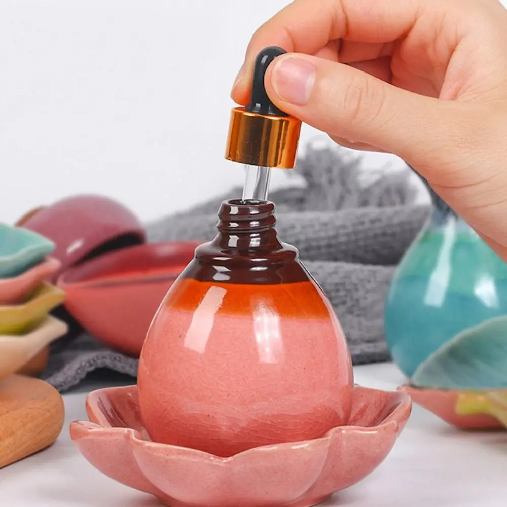 90ml Ceramic Essential Oil Dropper Bottle Aromatherapy Diffuser Reusable Storage Jar Salon SPA Supplies leaf shape soap box drain soap dish bathroom shower ceramic soap holder sponge storage plate bathroom supplies storage organizer