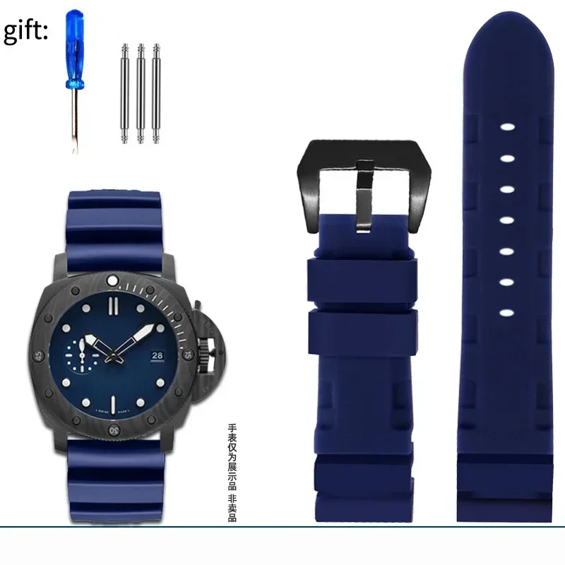 Multicolor Silicone Rubber Watch Band - Men's Sport Soft Strap, 22mm/24mm, with Free Tools