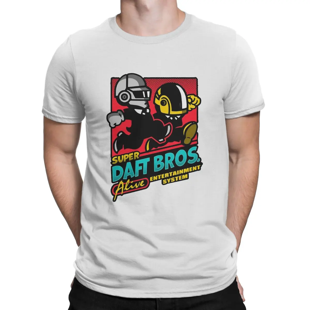 thumbnail image 1 of Camisetas Super Bros. de algodón para hombre, novedosas, con cuello redondo, de banda de producción electrónica, 1 of 7