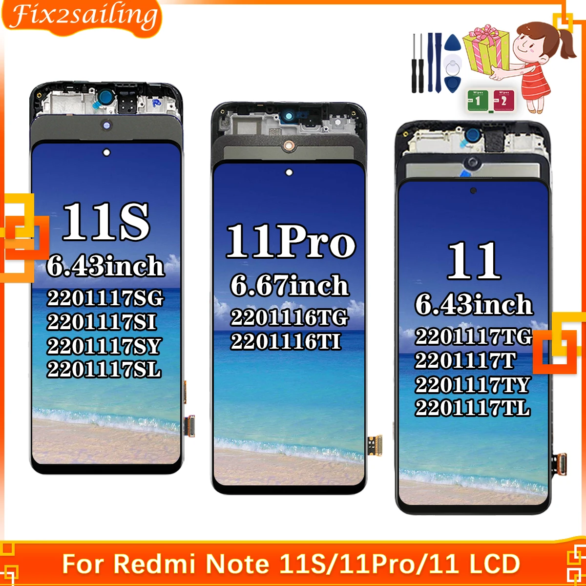 Tela LCD Xiaomi Redmi Note 11 Com Moldura - Display Completo Original