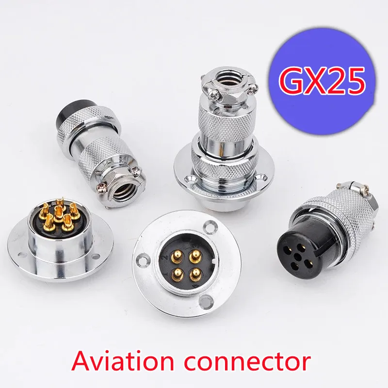 Gx25航空プラグコネクタ、25a電流銅ピン、メタルテール、オスとメスの