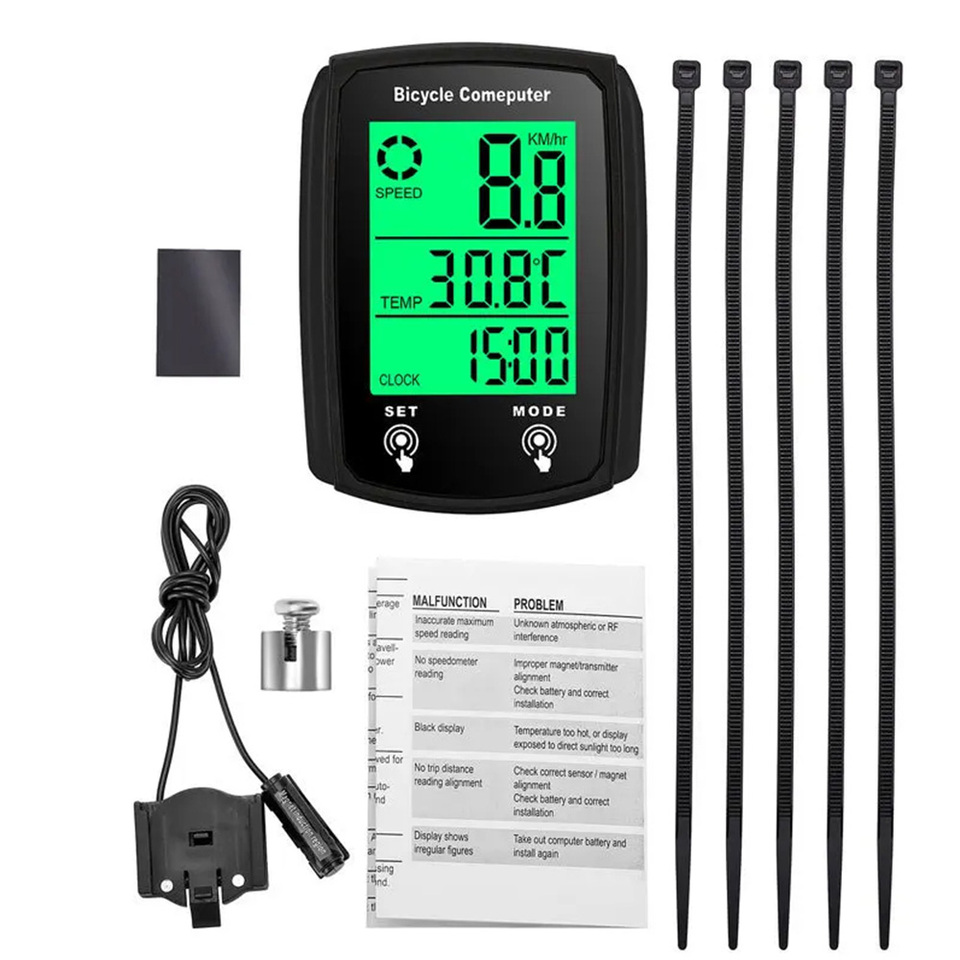 Touch screen bicycle wired code meter Speedometer odometer English code meter Luminous wired code meter odometer