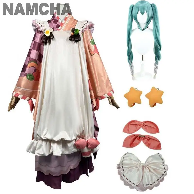 

Anime 2024 Snow Miku Cosplay Costume Wigs Women Full Set Kawaii Japanese Kimono for Halloween Carnival Christmas Party Outfits