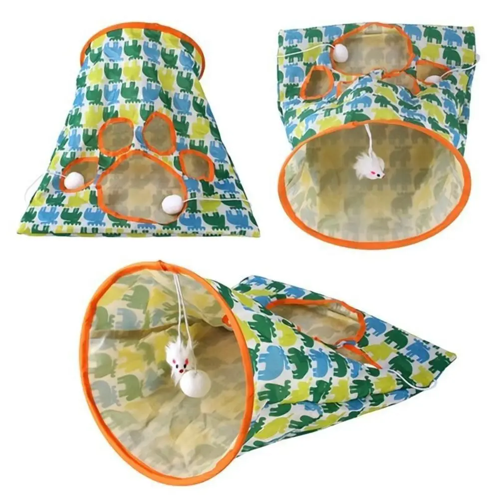 

ABS Cats Tunnel Toy Fun Plush Balls Interactive Peek Hole Toy Foldable Pet Cat Toys Cat