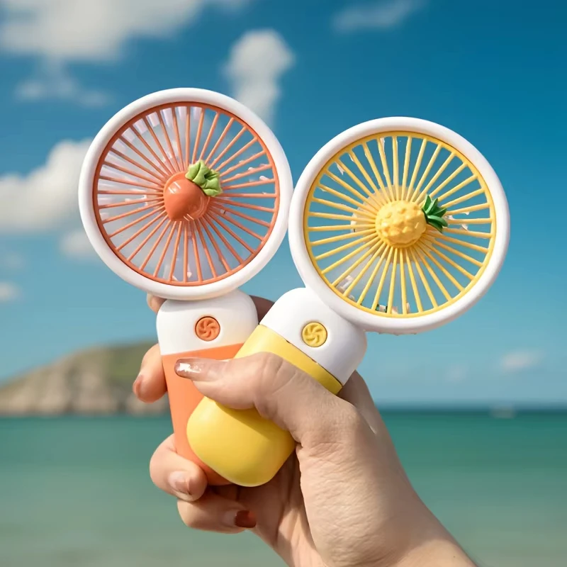 Summer Mini Fan Portable Handheld Fan Cartoon Cute Student Desktop USB Charging Fruit Multiple styles and colors Fan 2