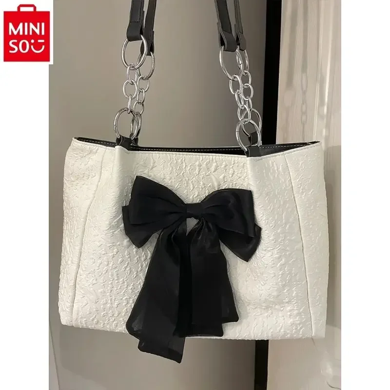 MINISO Disney Escape Princess Fashion Women's Bow Sweet Versatile Large Capacity High Quality Storage Shoulder Bag