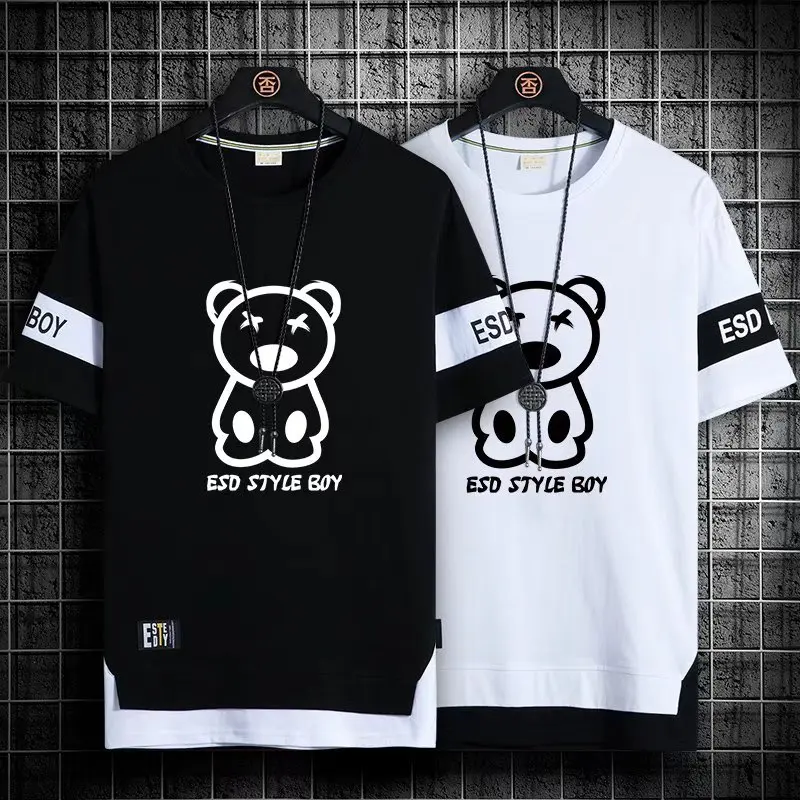 

Fashion T-shirt for Men Hip Hop Harajuku Streetwear Bear Graphic Print T-shirt Funny Vintage T Shirt Men Clothing Blouse Summer