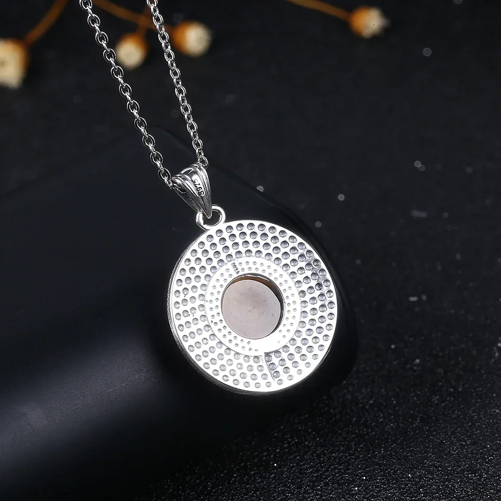 Pendant Necklace 925 Sterling Silver Natural Tiger Eye Rhodochrosite pendant necklace silver necklace