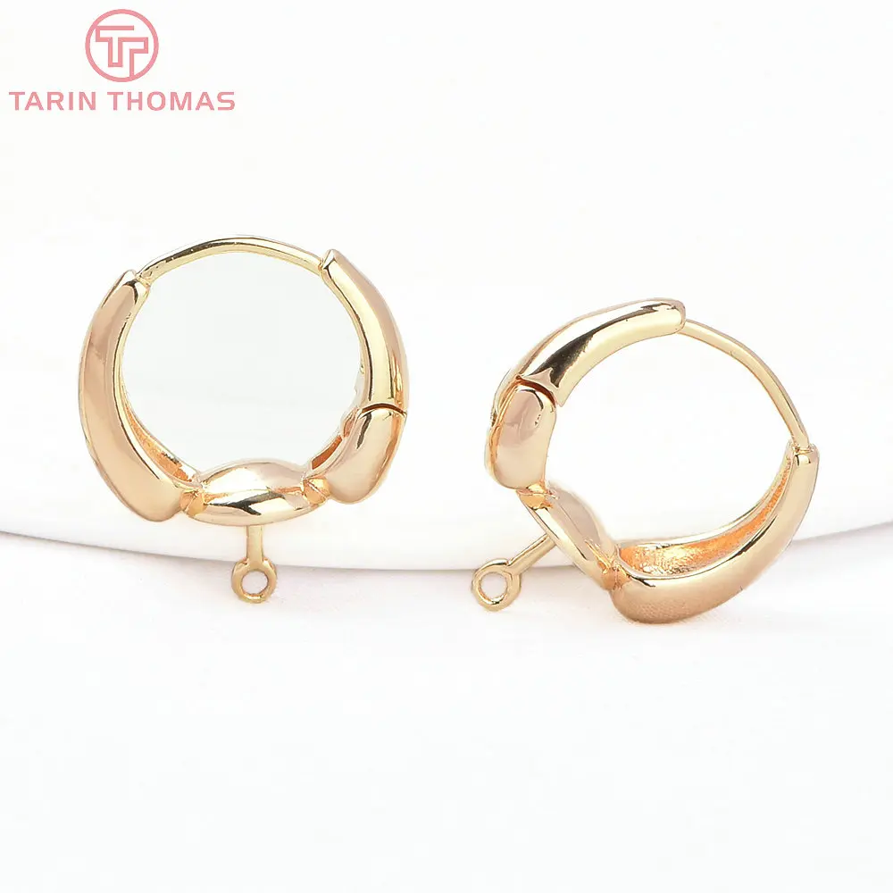 (4739) 4PCS 16.5x14MM 24K Gold Color Brass Half Pin Earrings Clip High Quality DIY Jewelry Making Finding Accessories s