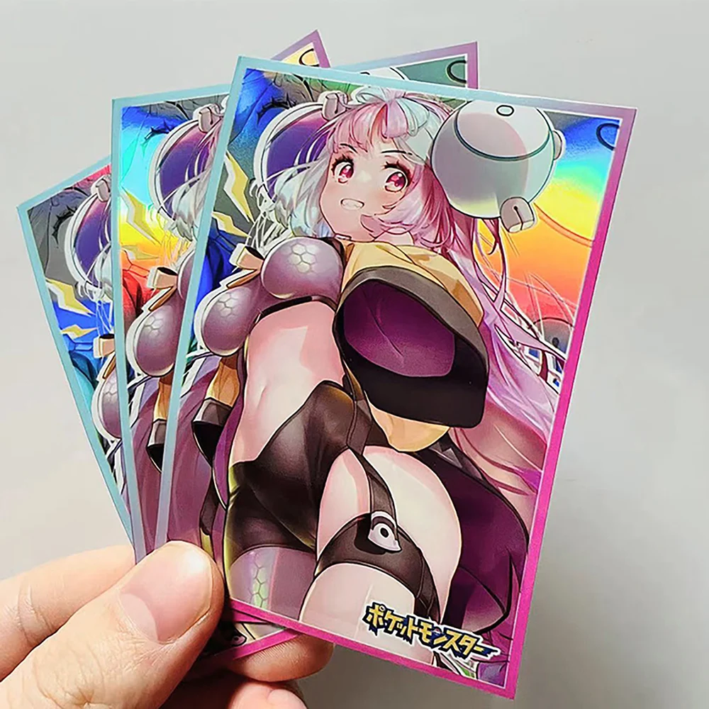 60PCS 67x92mm Holographic Anime Card Sleeves PKM Iono Card Protector Board Game Holder for YGO/MTG/PTCG