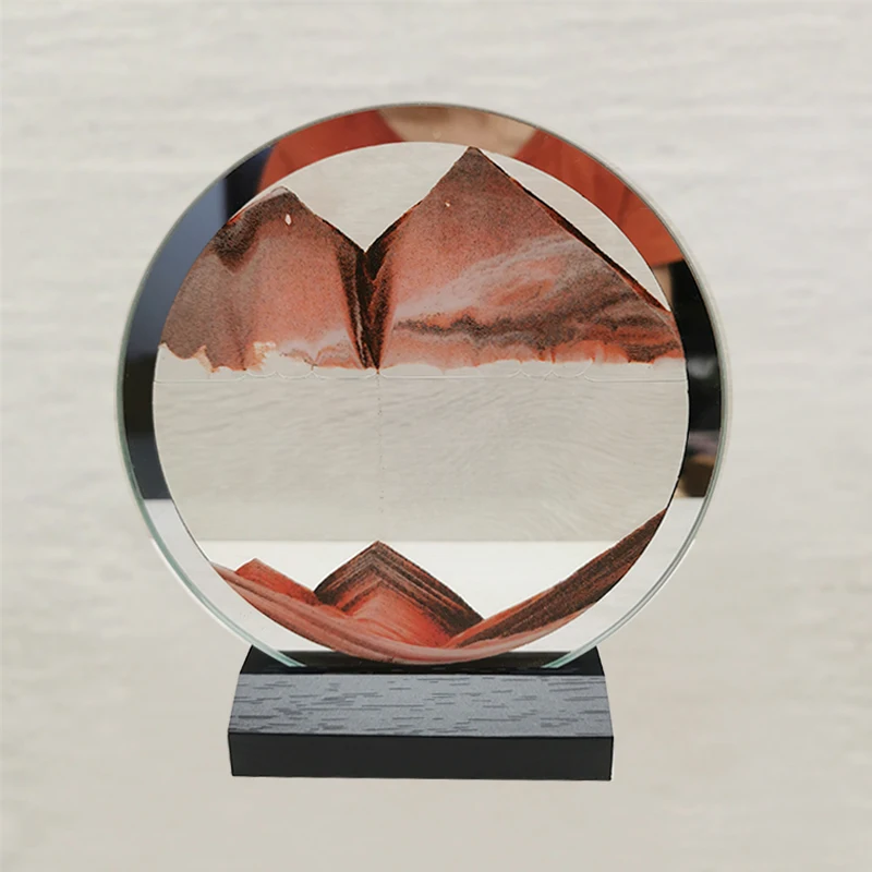 12 inch Moving Sand Art Picture Round Glass 3D Deep Sea Sandscape In Motion Display Flowing Sand Frame Sand PaintingHome Decora