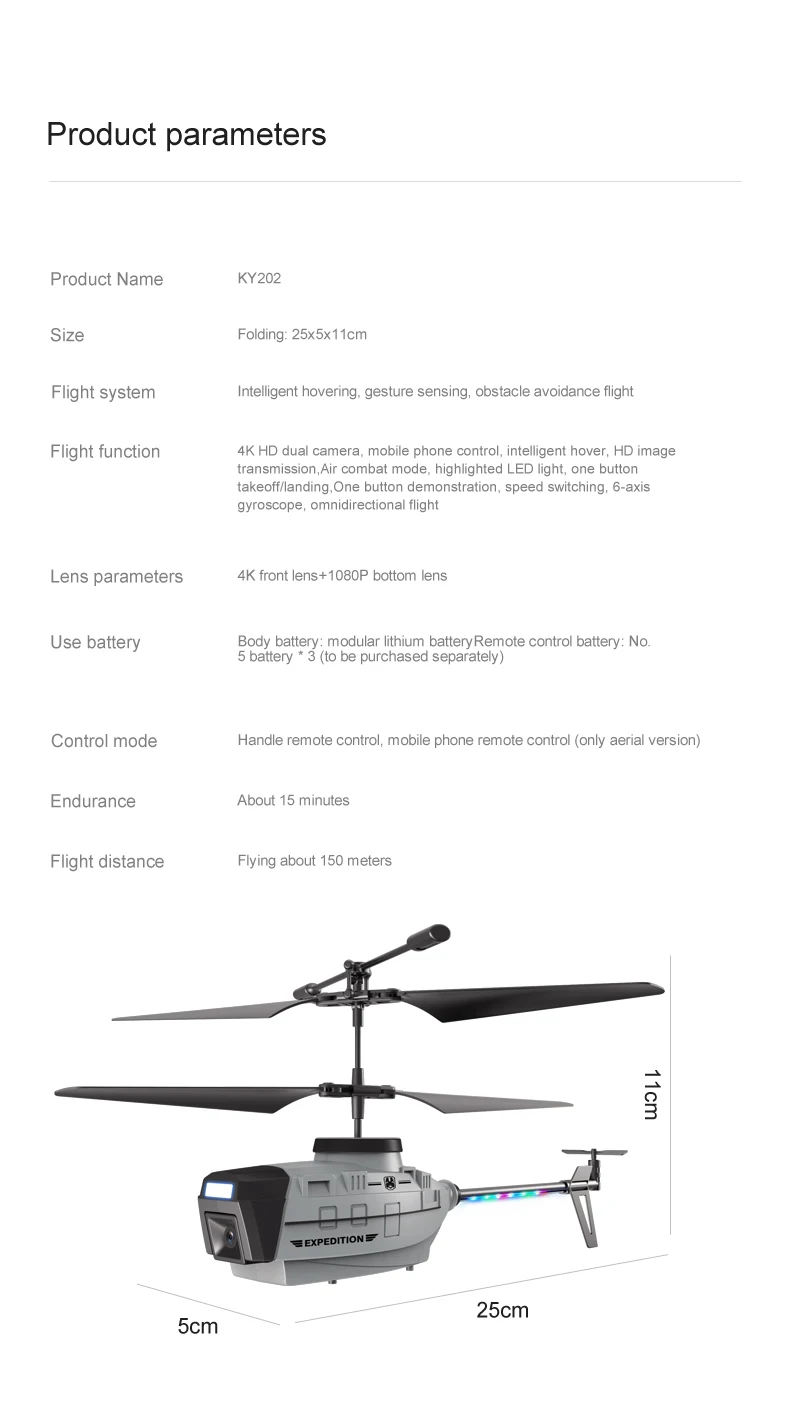 KY202 RC Helicopter, 3 ExpedItIONE 25cm Scm Battery: modular Iithium