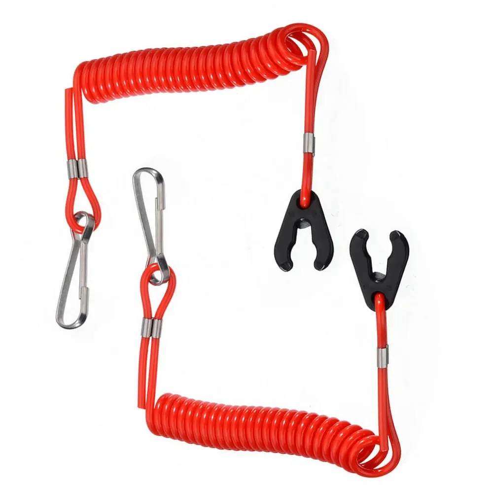 2Pcs JETTING Red Boat Outboard Engine Motor Lanyard Kill Stop Switch Safety Tether For