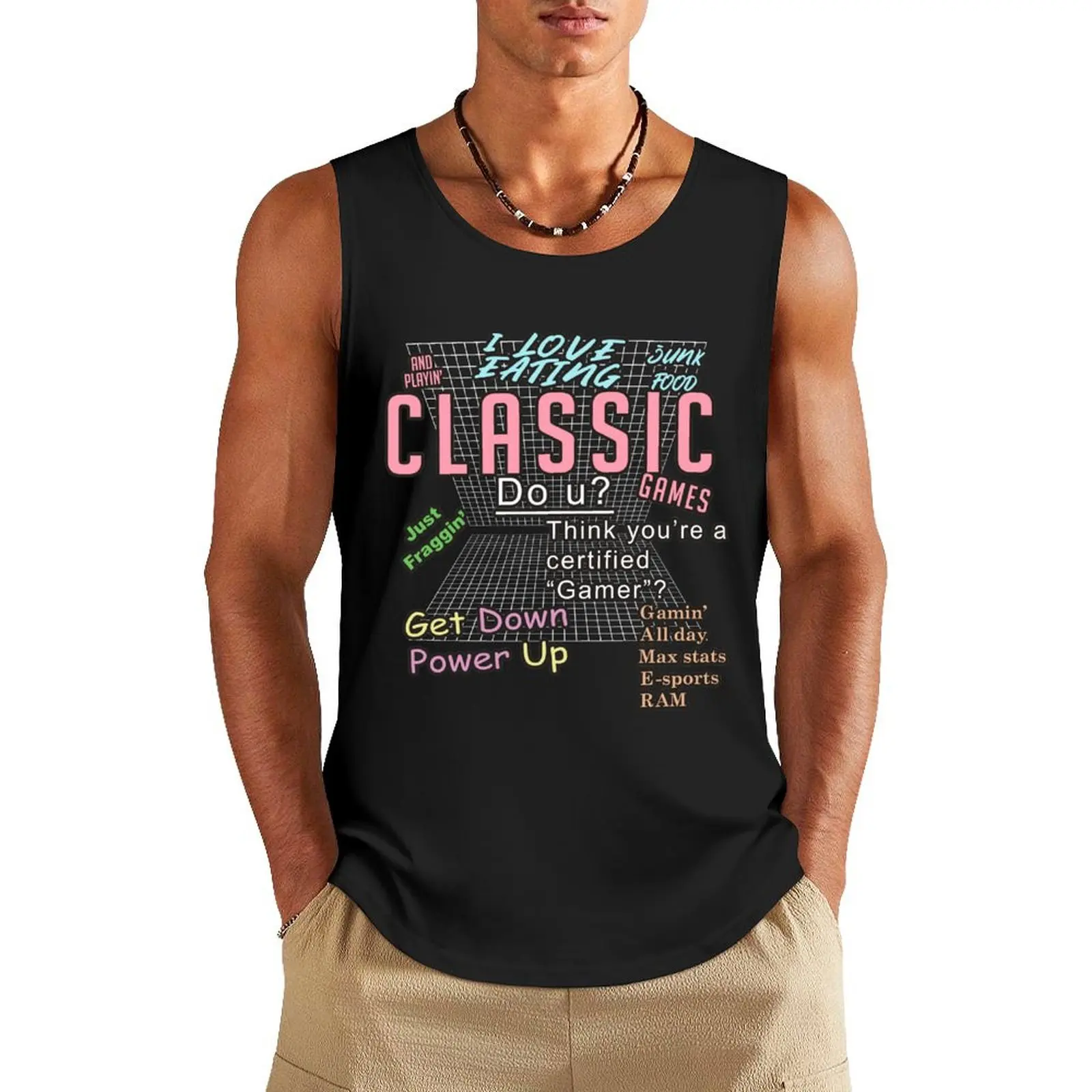 

I LOVE EATING junk food AND playing CLASSIC games Tank Top Sleeveless T-shirt t shirt gym