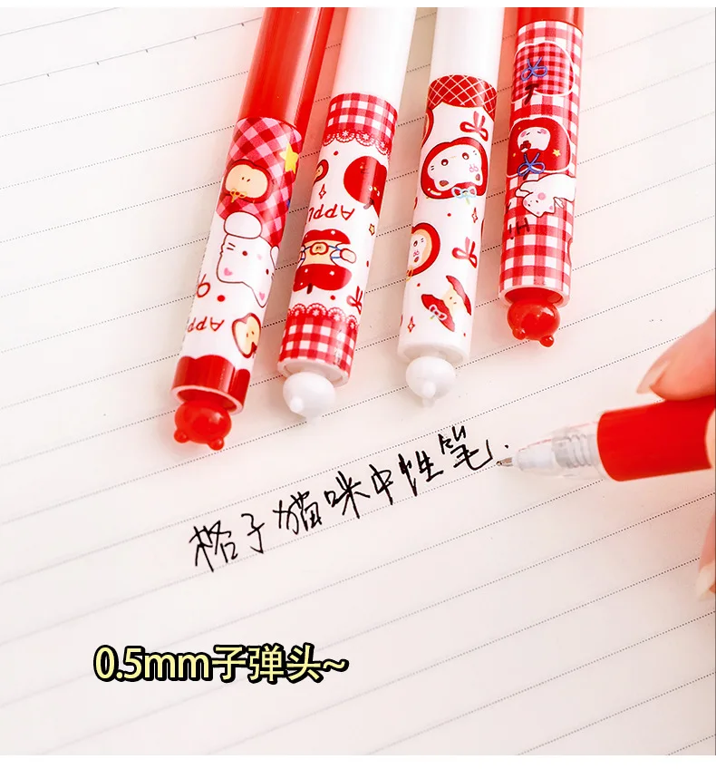 0,5mm Apple Cat Gelstift mit schwarzer Tinte – Glatt schreibende Stifte für Schüler, Cartoon-Themen-Schreibwaren, Großpackung, Belohnungen für den Klassenraum, niedlich – Detail 8